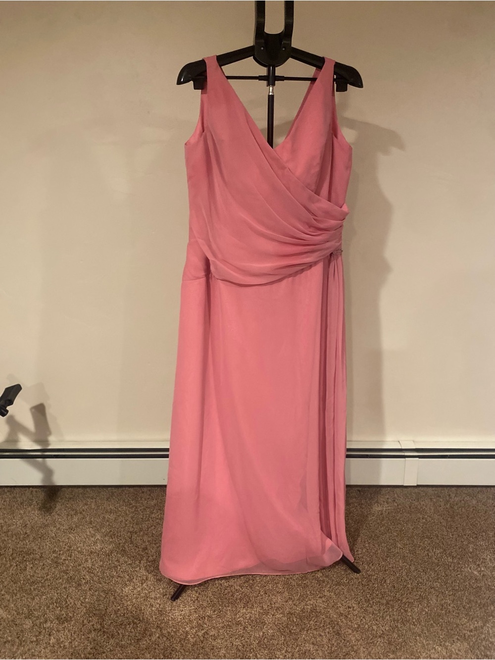 Jordan Dusty Rose V-Neck Ruched Maxi Dress